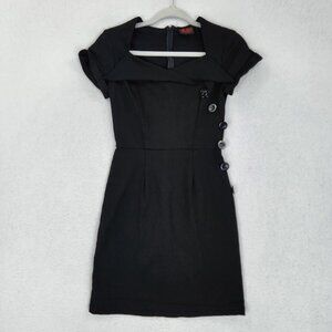 Folter Dress Womens Medium Black Sheath Button Side Pin Up Bombshell Made USA